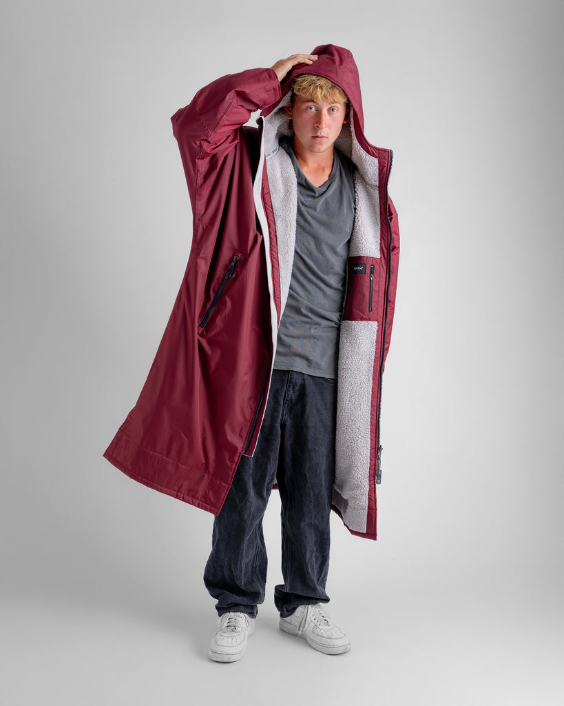 Dryrobe Advance Long Sleeve Change Coat - Burgundy & Silver Grey