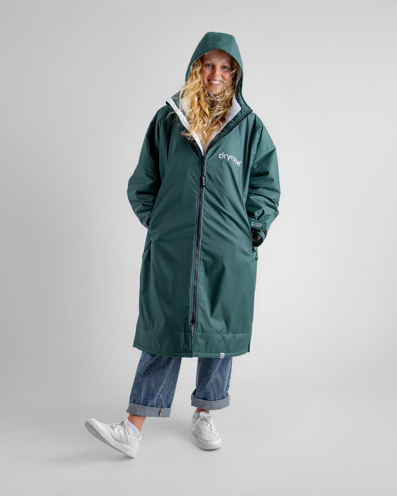 Dryrobe Advance Long Sleeve Change Coat - Dark Green & Nimbus Cloud