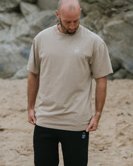 Sunset Surf Men's Heavyweight T-Shirt – Faded Sand