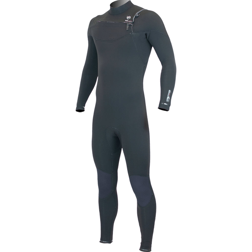 Alder Evo Fire Mens 3/2mm Chest Zip Wetsuit - Black