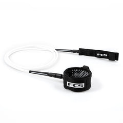 FCS All Round Essential 8ft Surfboard Leash - White & Black