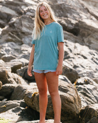 Sunset Surf Vintage Organic Tee - Teal Rain