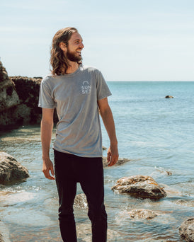 Sunset Surf Mens Tee - Pebble Grey