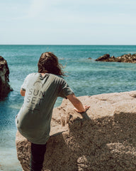 Sunset Surf Mens Tee - Stone Green