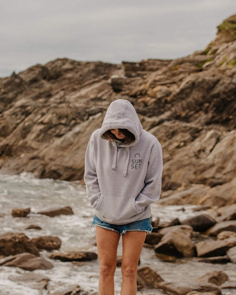 Sunset Surf Womens Hoodie - Light Grey