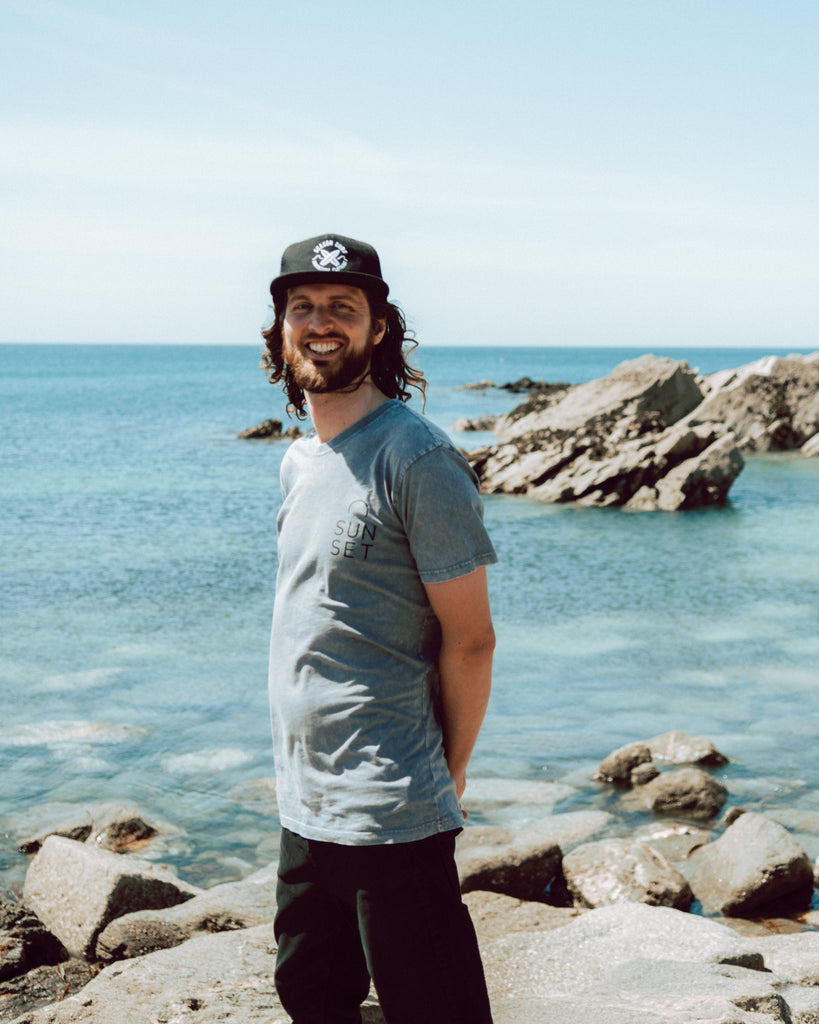 Sunset Surf Mens Tee - Stone Grey
