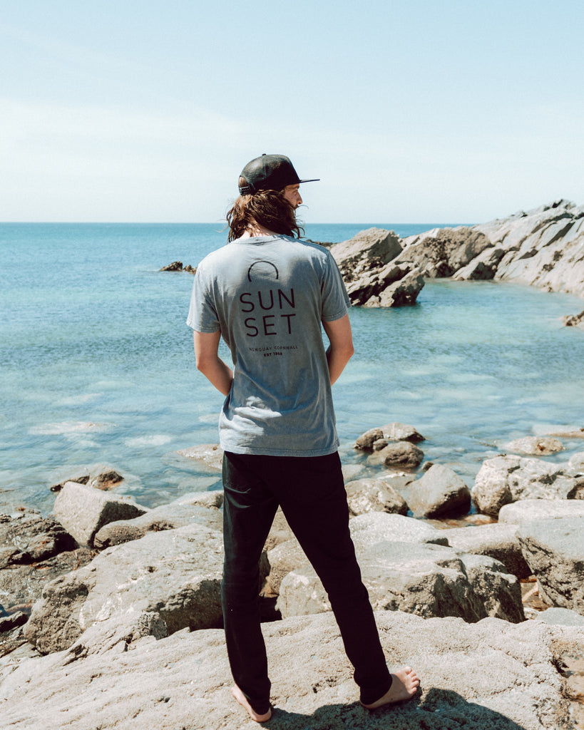 Sunset Surf Mens Tee - Stone Grey