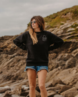 Sunset Surf Crew Jumper - Black