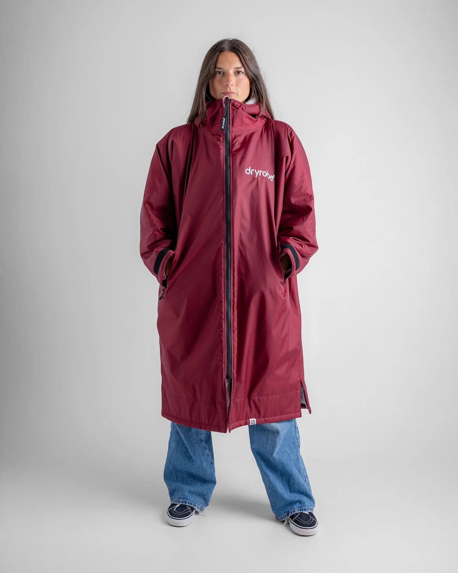 Dryrobe Advance Long Sleeve Change Coat - Burgundy & Silver Grey