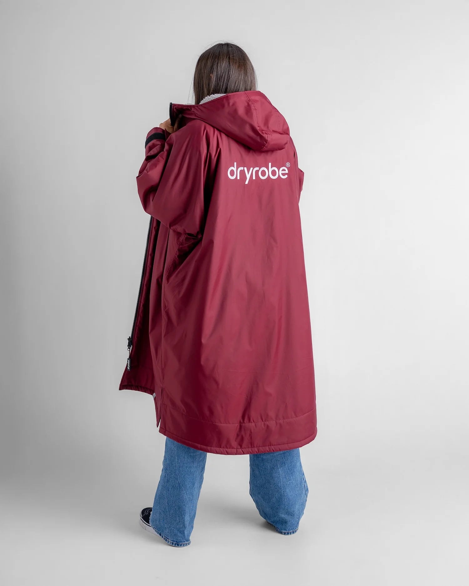 Dryrobe Advance Long Sleeve Change Coat - Burgundy & Silver Grey