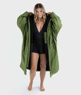 Dryrobe Advance Long Sleeve Change Coat - Dark Green & Black