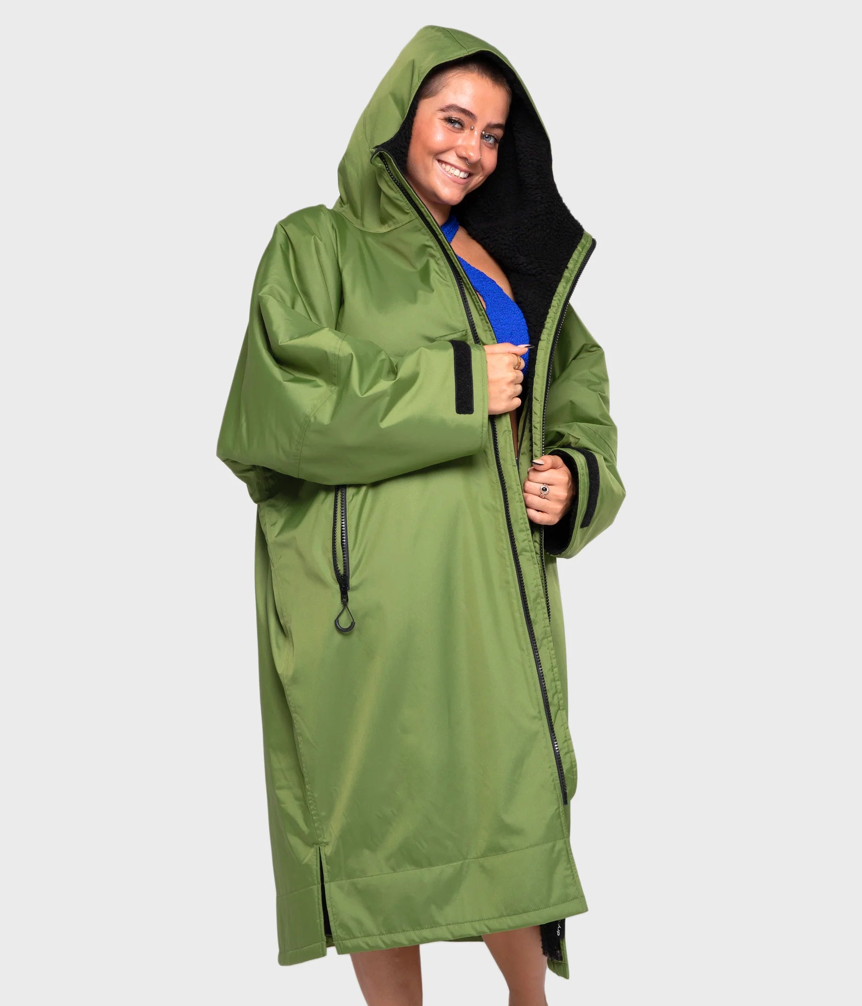 Dryrobe Advance Long Sleeve Change Coat - Dark Green & Black