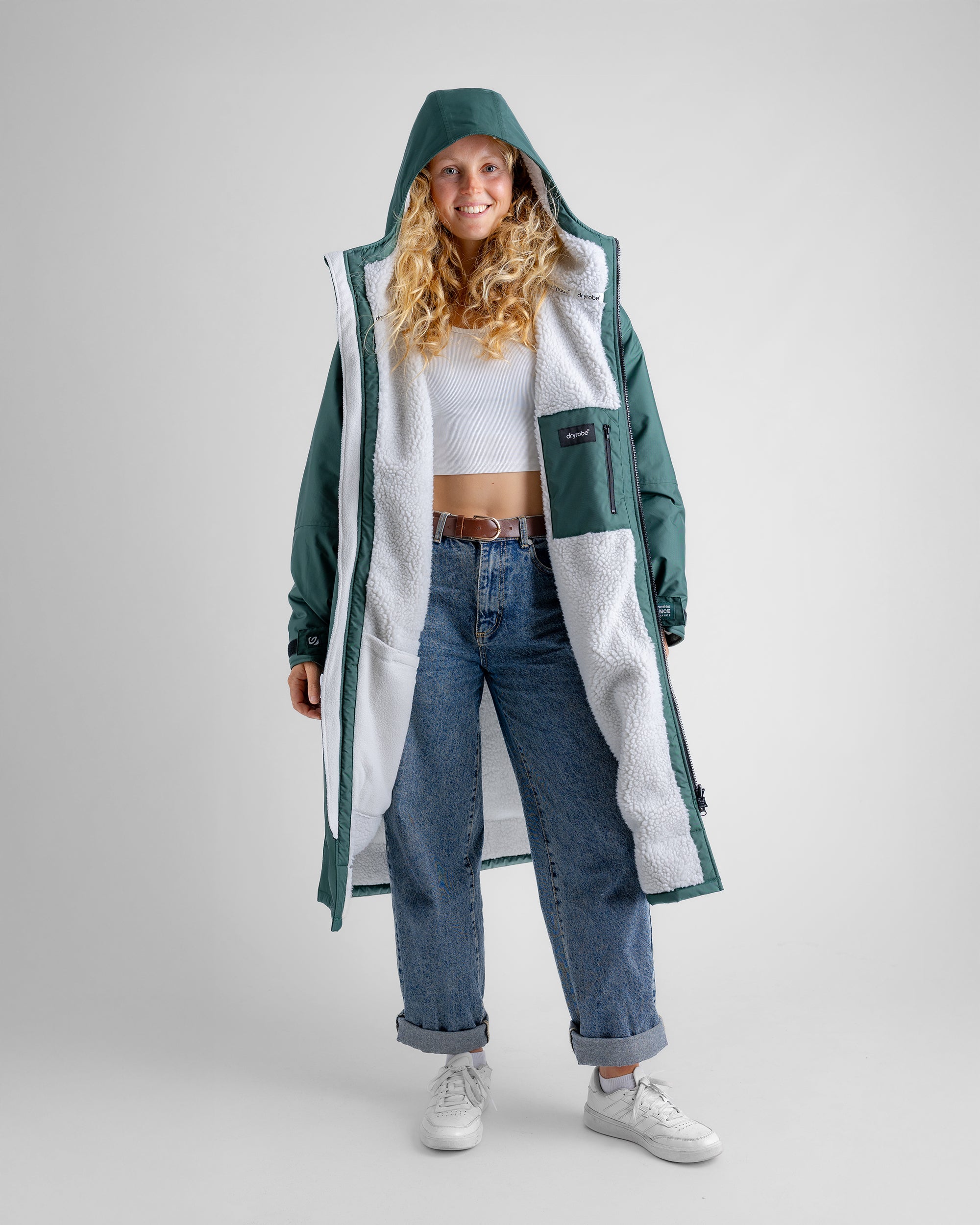 Dryrobe Advance Long Sleeve Change Coat - Dark Green & Nimbus Cloud