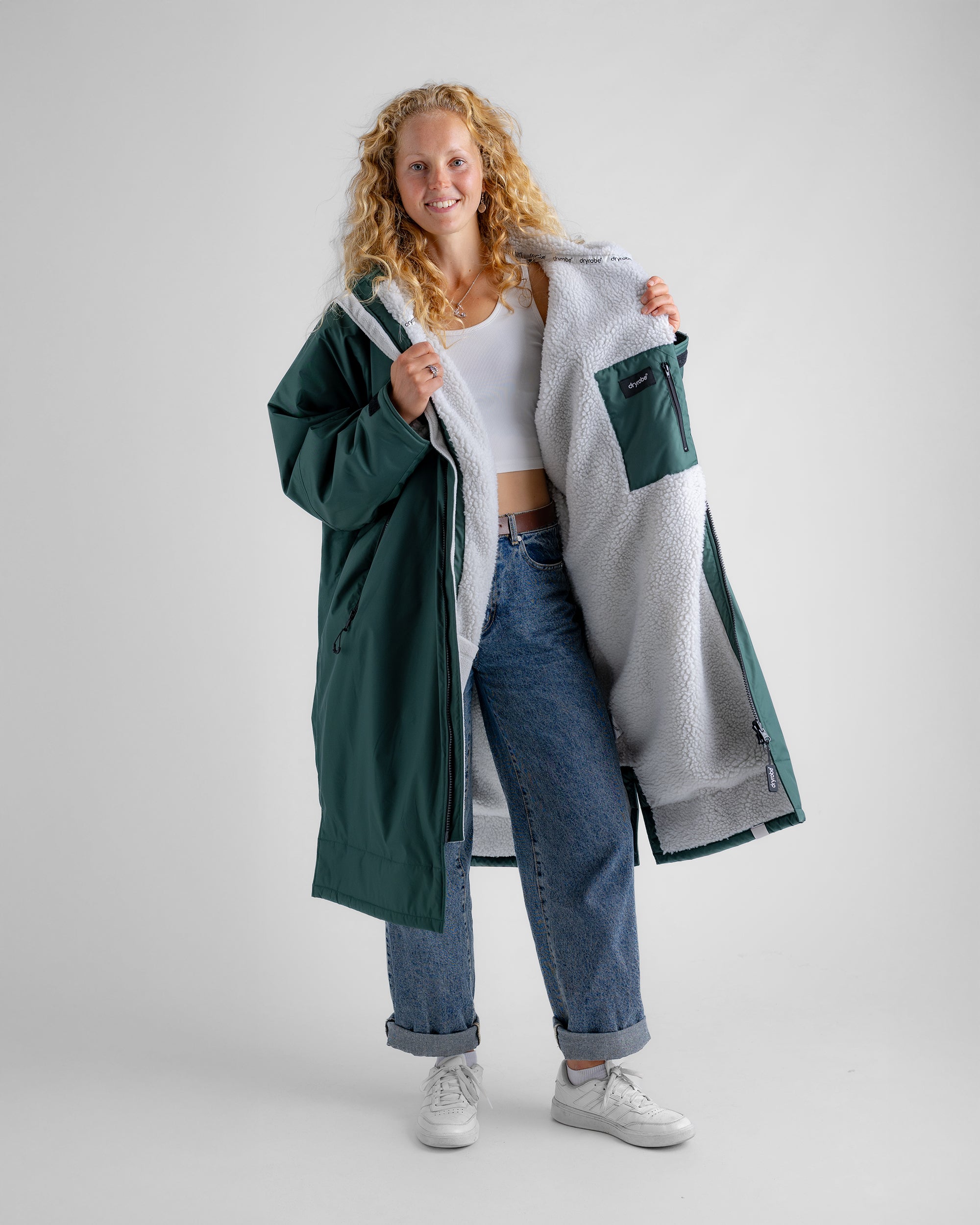 Dryrobe Advance Long Sleeve Change Coat - Dark Green & Nimbus Cloud