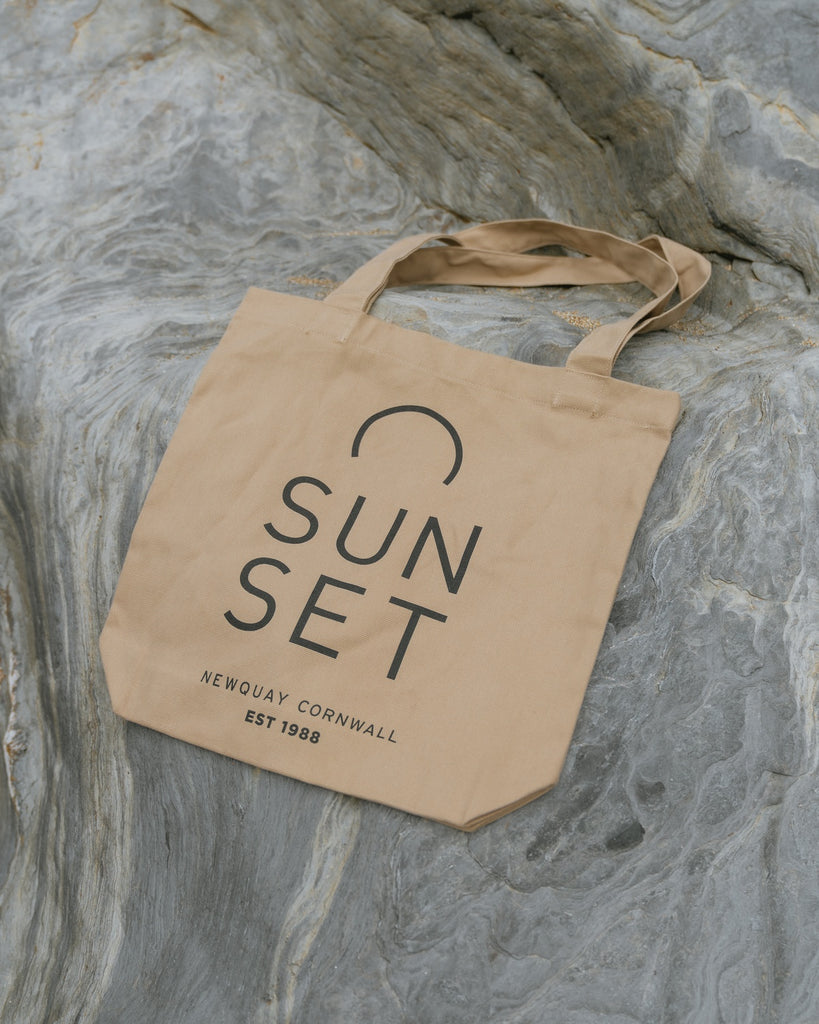 Sunset Surf Canvas Tote Bag - Beige