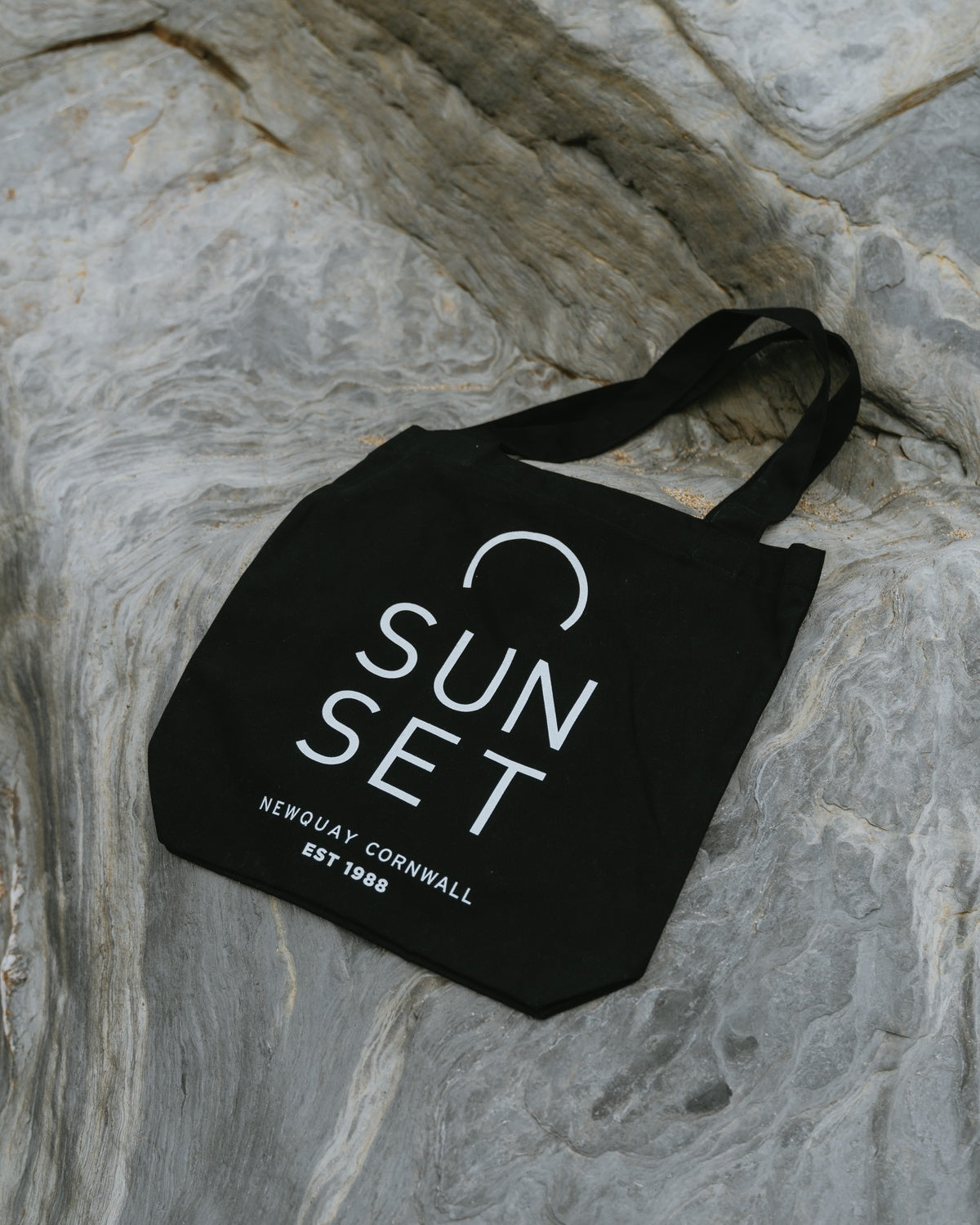 Sunset Surf Canvas Tote Bag - Black