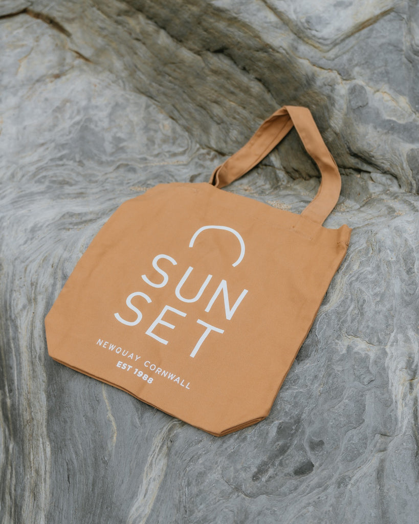 Sunset Surf Canvas Tote Bag - Brown
