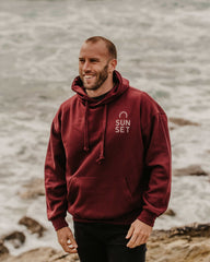 Sunset Surf Mens Hoodie - Burgundy