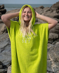 Sunset Surf Changing Towel Poncho - Lime Green
