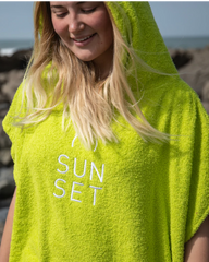 Sunset Surf Changing Towel Poncho - Lime Green