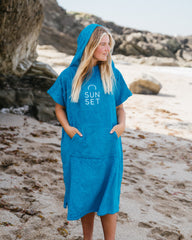 Sunset Surf Changing Towel Poncho - Ocean Blue