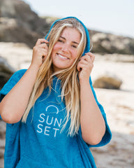 Sunset Surf Changing Towel Poncho - Ocean Blue