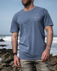 Sunset Surf Mens Tee - Faded Blue