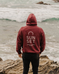 Sunset Surf Mens Hoodie - Burgundy