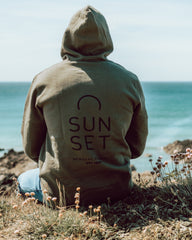 Sunset Surf Mens Hoodie - Khaki