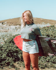 Sunset Surf Cropped Crew - Grey