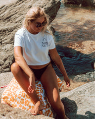 Sunset Surf Classic Cropped Tee - White
