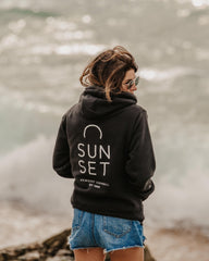 Sunset Surf Womens Hoodie - Black
