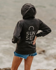 Sunset Surf Womens Hoodie - Dark Grey